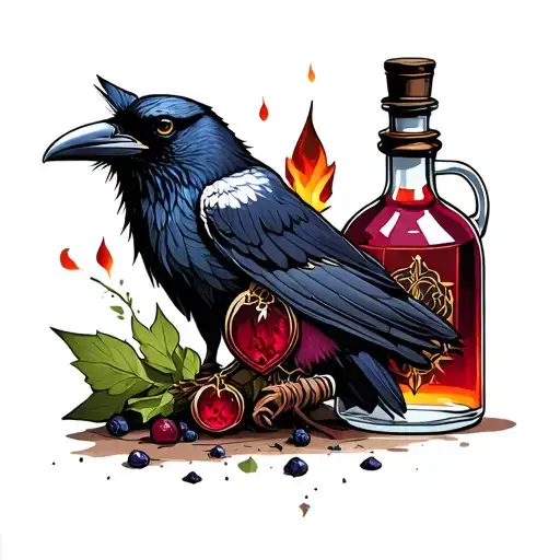 Witcher Potions Bottle With Raven