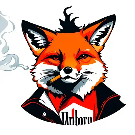 Fox Wearing A Marlboro Shirt Smoking A Cigarette