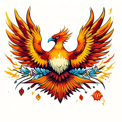 Phoenix Bird On The Wrist Of A Female Hand