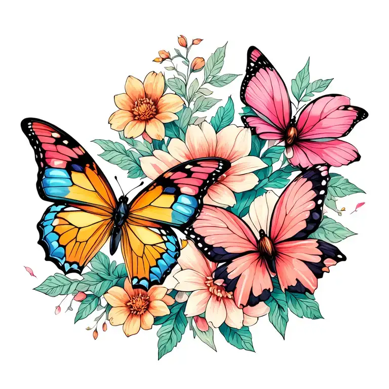 Butterflies And Flowers