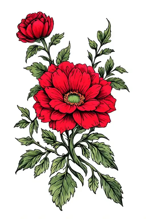 Mums Flower Intertwined Crimson Red