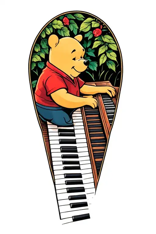 Winnie The Pooh Playing A Piano Keyboard