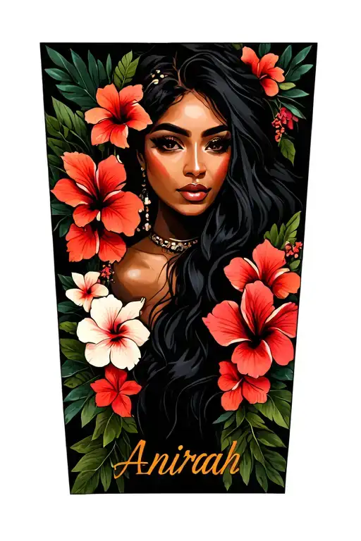 The Name Anirah In Between Hibiscus Flowers