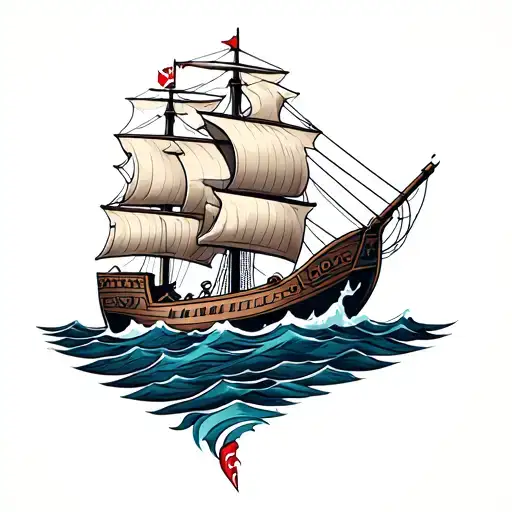 Norwegian Viking Ship Sailing Towards