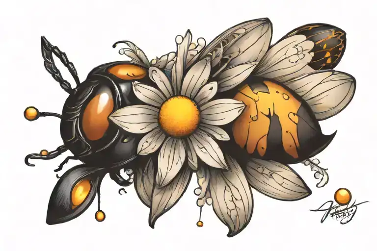Firefly With Daisy Flower