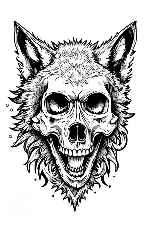 Skull With Wolf
