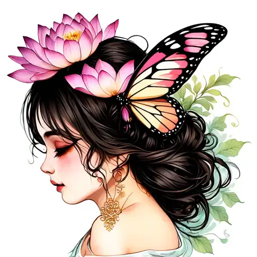 Girl Butterfly Lotus