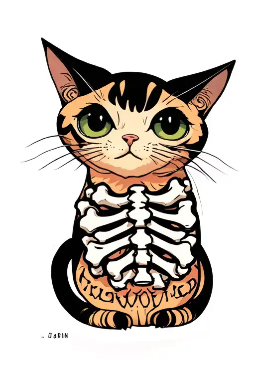Weird Cat With Bones Showing Her Back