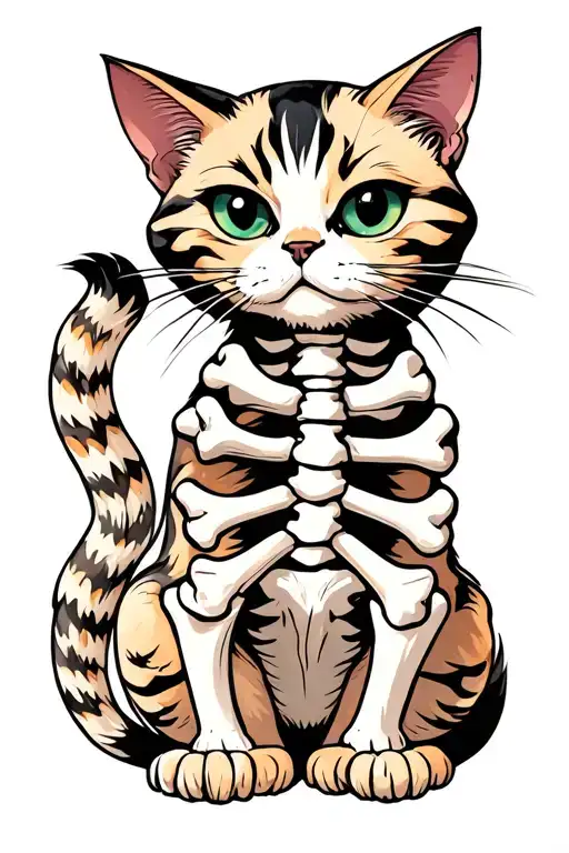Weird Cat With Bones Showing Her Back