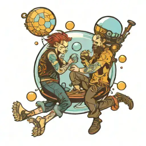 One Friend Pulling Another Friend Out Of A Bubble