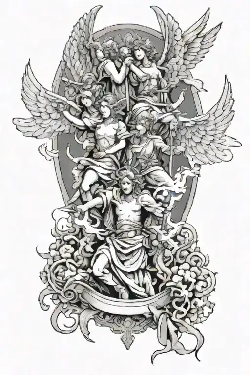 Angels Coming Down From Heaven For A War Scene