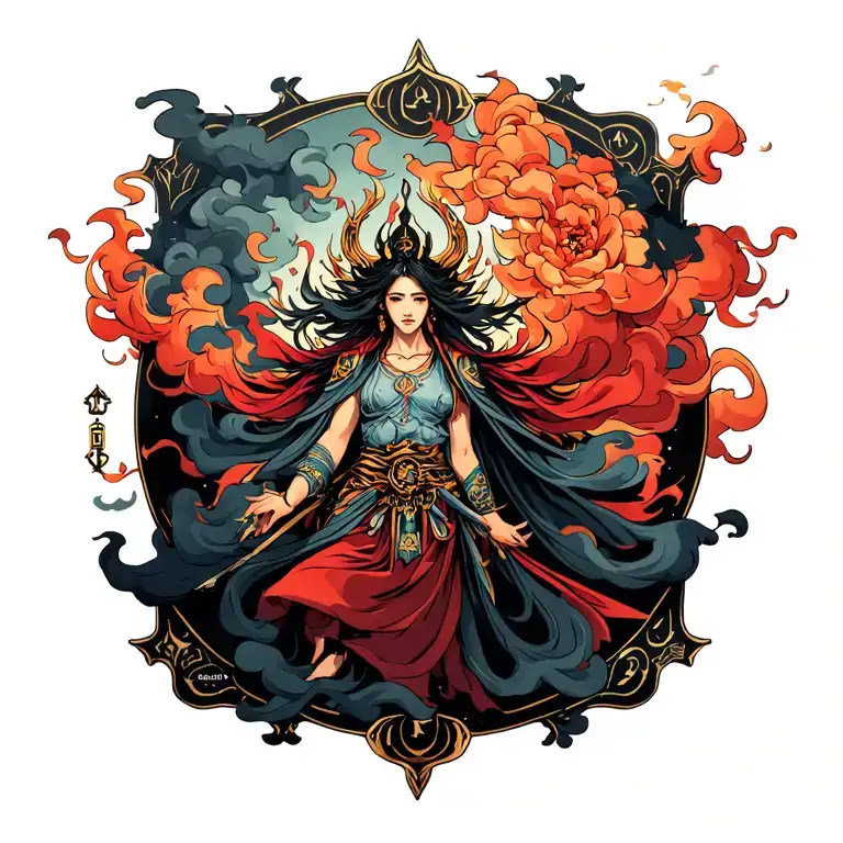 Japanese Virgo Zodiac Sign Hero Surrounded By Smoke