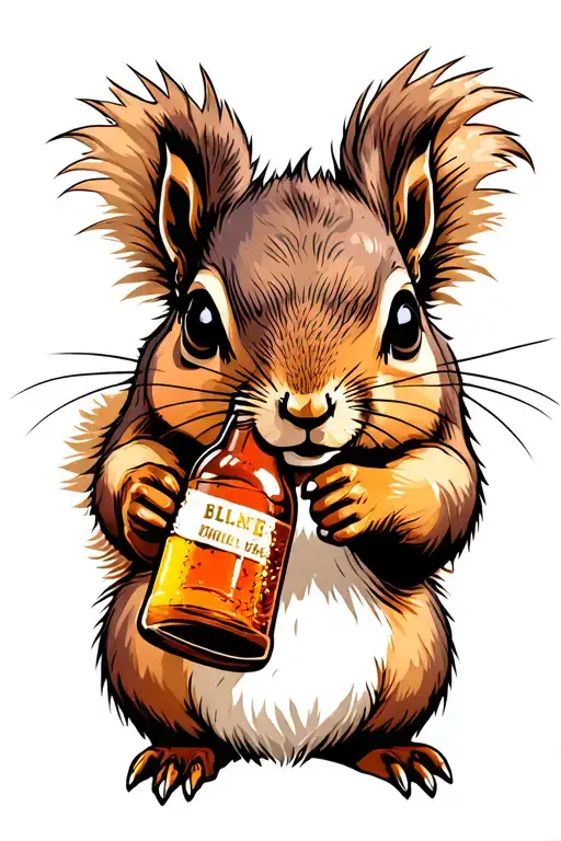 Squirrel Holding Beer Bottle