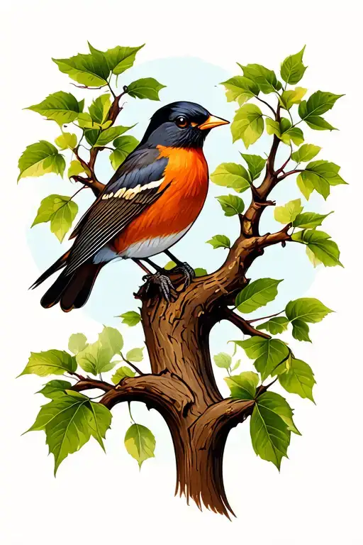 American Robin On A Sycamore Tree