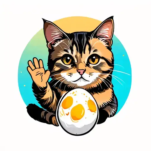 Cat Waving At Egg