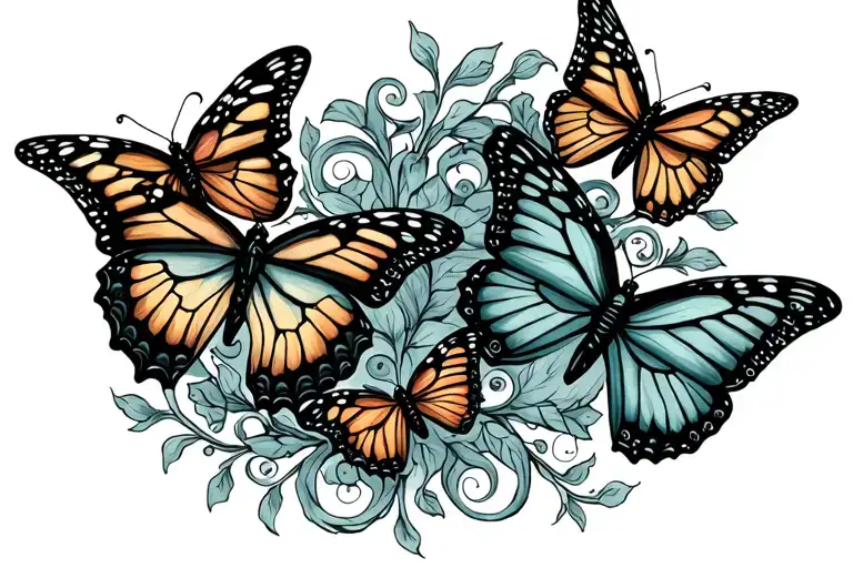 Vine With 4 Butterfly's Around Wrist