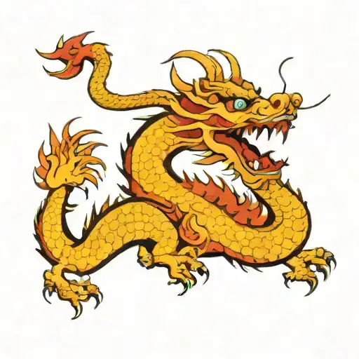 Chinese Dragon With Chinese Symbols In The Middle