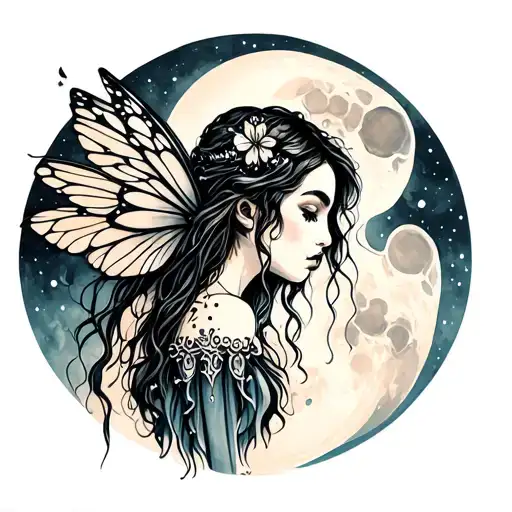 Weeping Fairy On Moon
