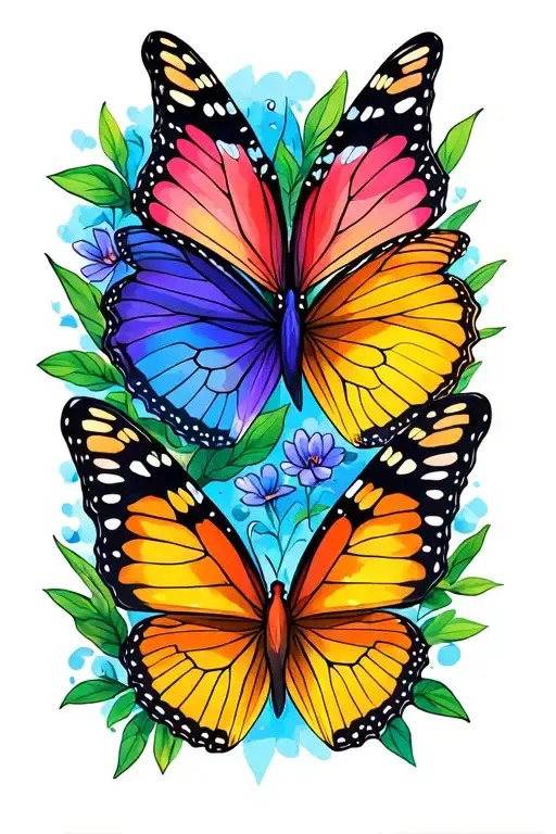 Two Butterflies Flying Together