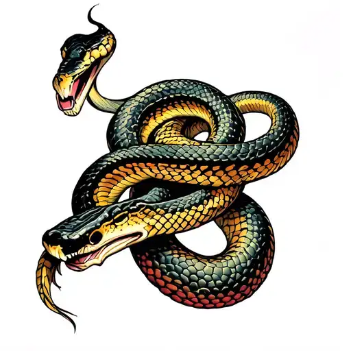 Snake Wrapped Around Hand With Half Sleeve