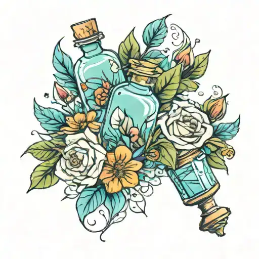 Aqua Tofana Vial Flowers Surrounding