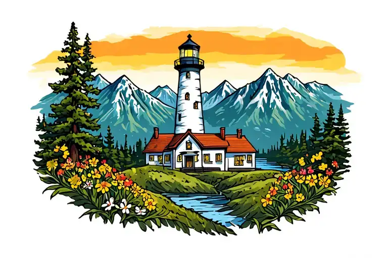 Light House With Mountains And Wildflowers Intertwined Grand Mesa Colorado