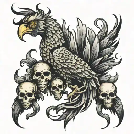 Chinese Phoenix With Skulls