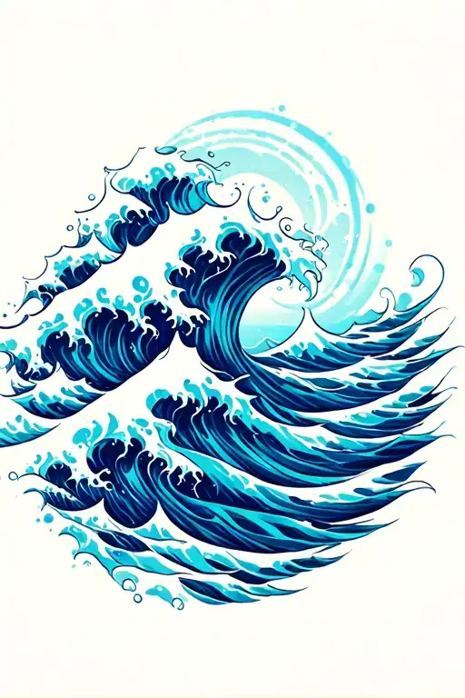 Wave Pattern Psychedelic Blue Cosmic Pattern Ocean