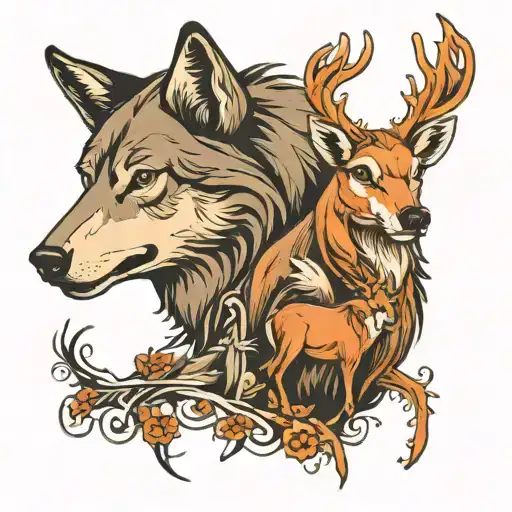 Wolf And Deer