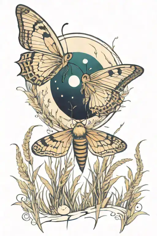 Moth And Grass And Moon And Water