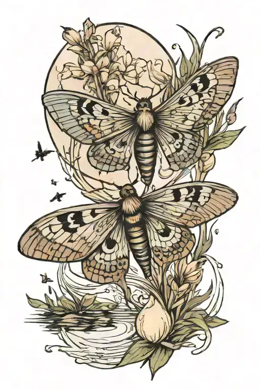 Moth And Grass And Moon And Water