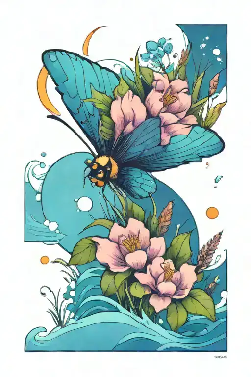 Moth And Grass And Moon And Water