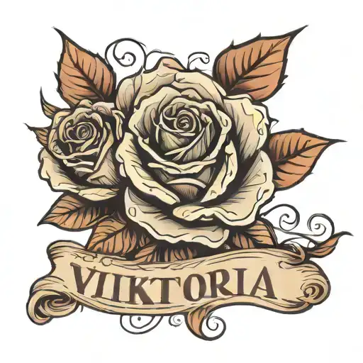 Rose And Name Viktorija Word Hided