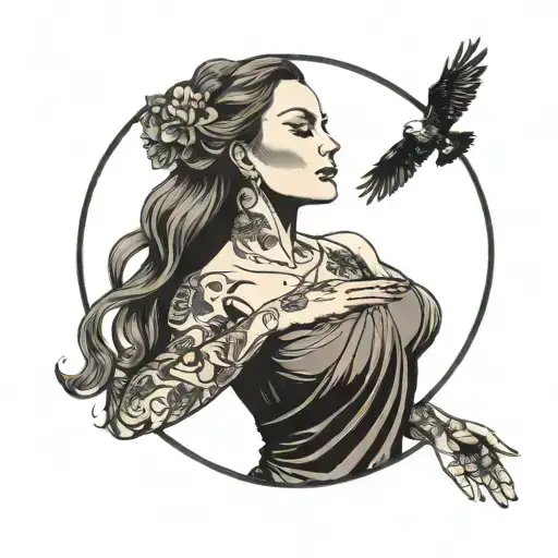 Half Circle Woman Moving Hands To Sky