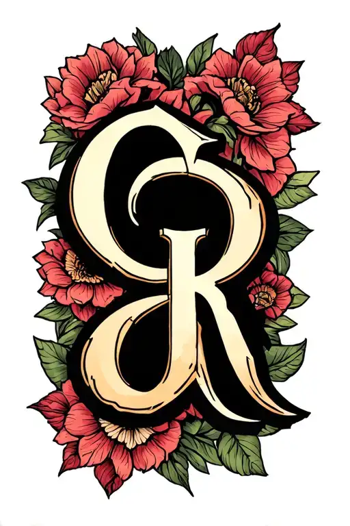 Intwines Tattoo With G And R Initials