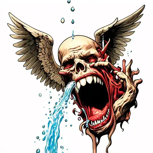 Dead Angel Pouring Water Into Devils Mouth