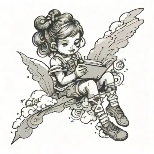 Little Girl Writing In The Sky