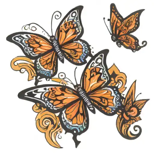 Tribal Butterflies Flying