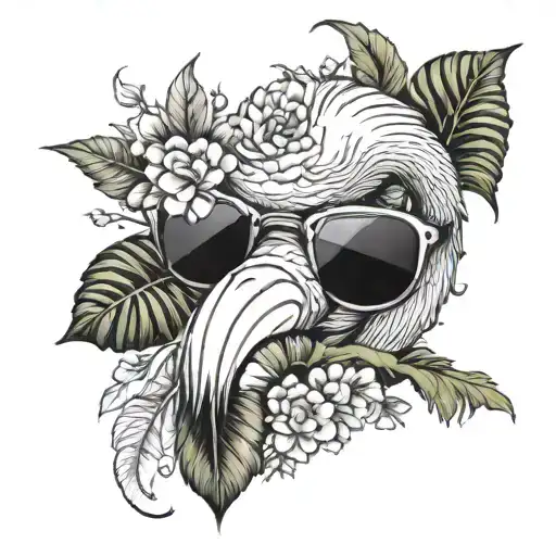 Flamingo Made From Flowers Wearing Sunglasses