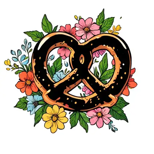 Pretzel With Flowers Surrounding
