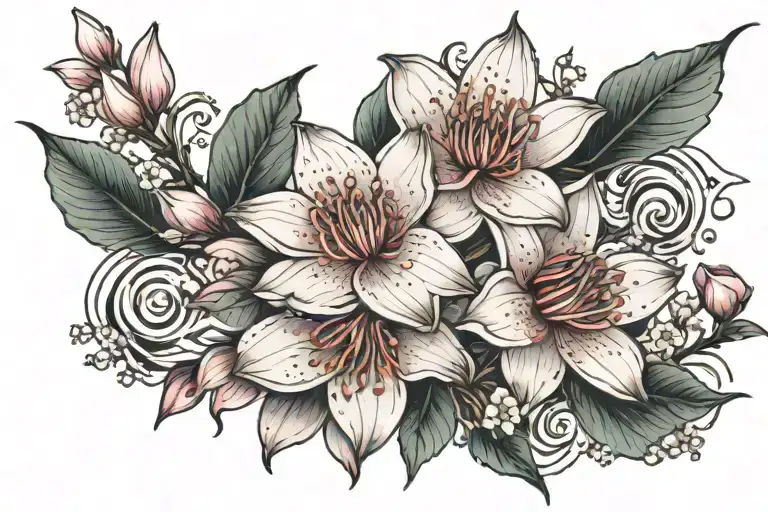 Water Lillie's And Cherry Blossoms