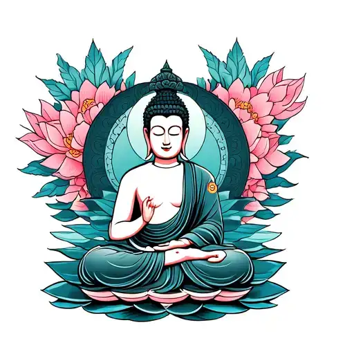 Budha Sitting In A Lotus