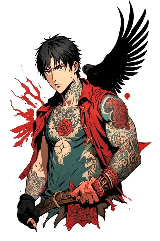 Eren Yaeger With Attack Titan Behind Him