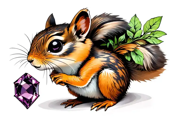 Girly Chipmonk With Amythest Gem
