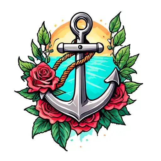 Anchor With Rose Wrapped