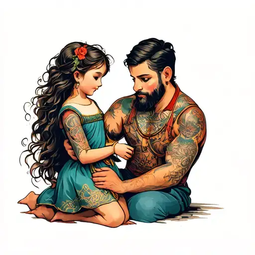 A Father And His Little Daughter