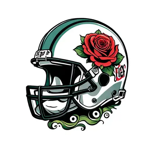Football Helmet With Waves Around With Rose Pet Dog
