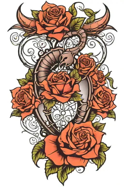 Scorpio And Rose And Heart Shape