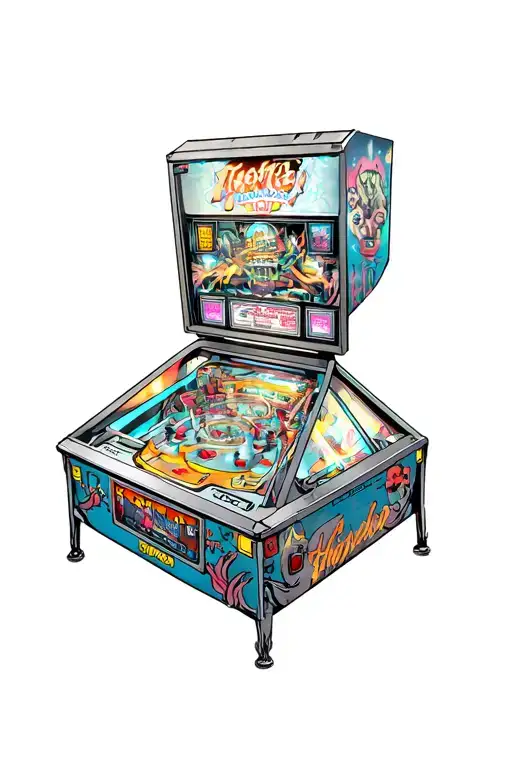 Pinball Collage Tattoo Featuring Various