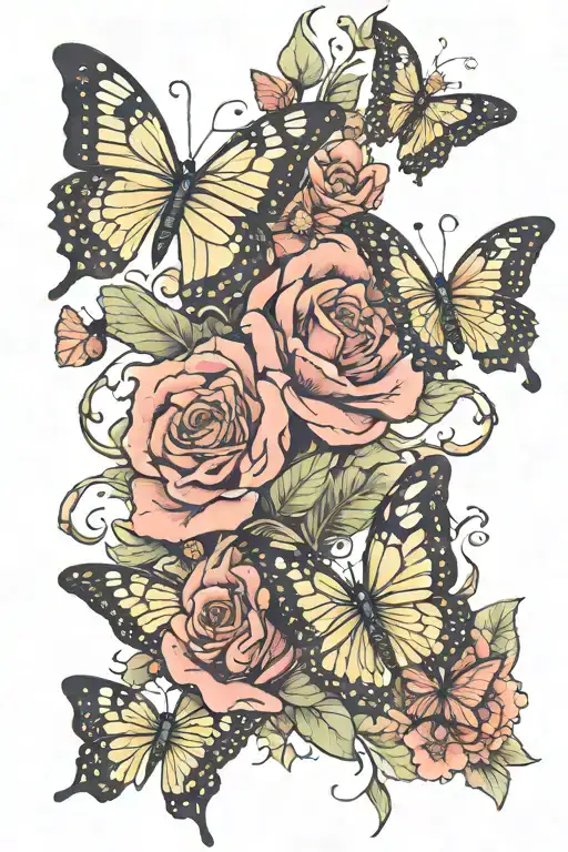 Flower Going All Over And Butterflies Fluttering